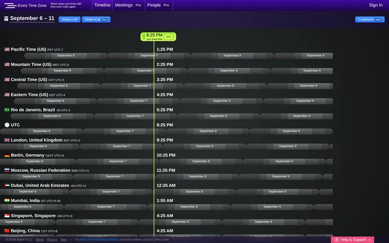 Every Time Zone — Timeline preview