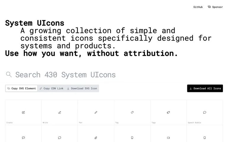 System UIcons preview