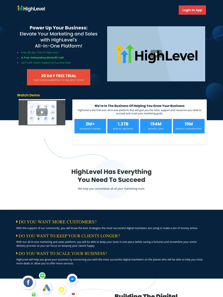HighLevel — Free Trial Landing Page preview