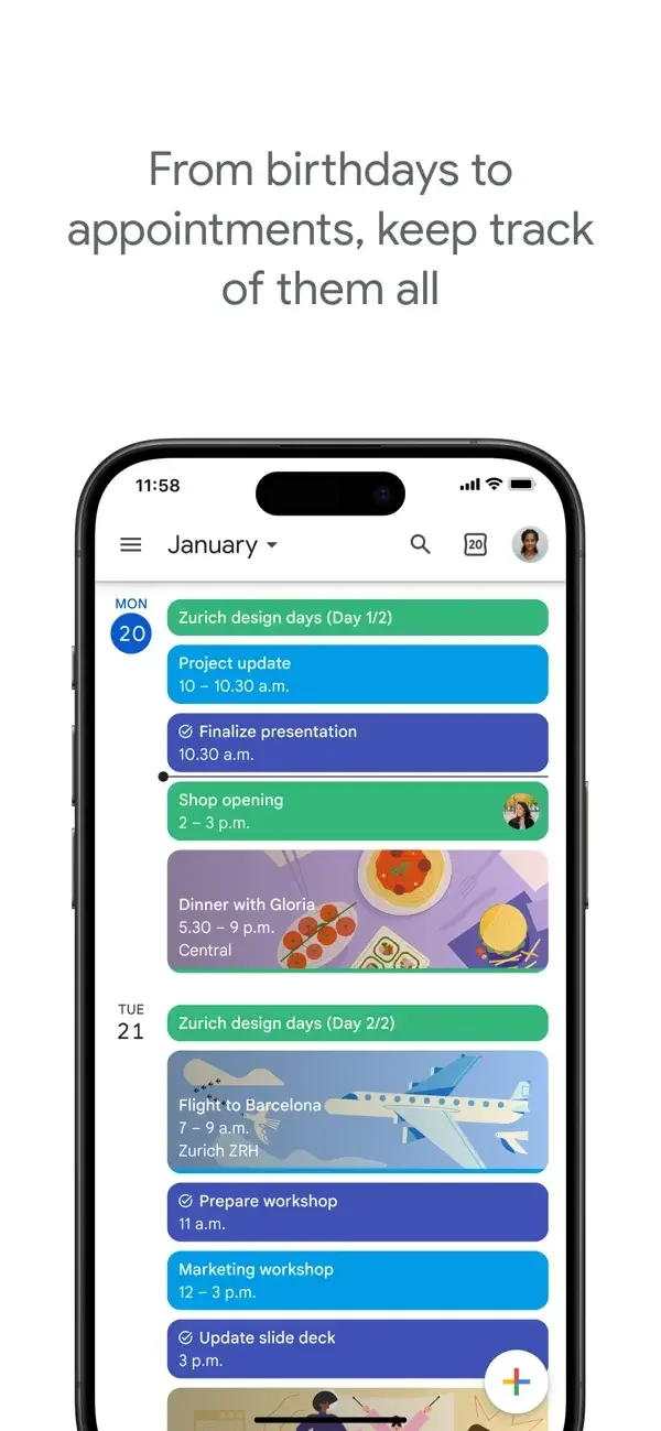 Google Calendar preview