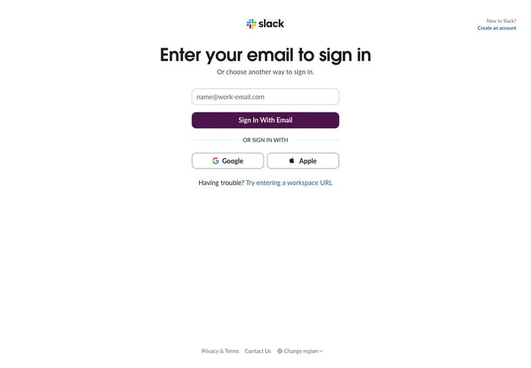 Slack — Sign in preview