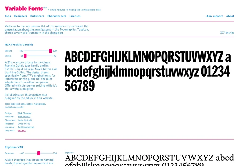 Variable Fonts preview