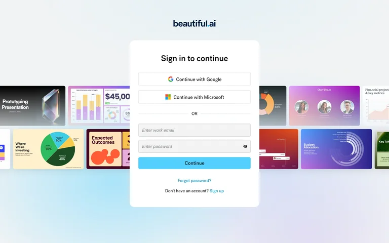 Beautiful.ai — Account entry preview