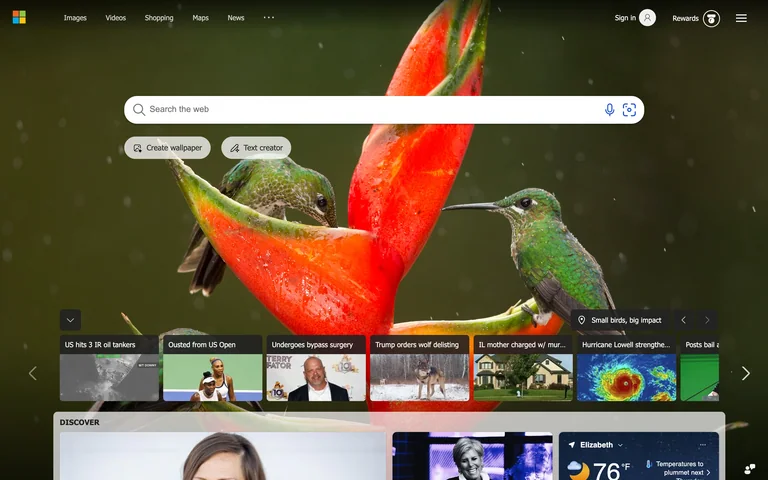 Bing — Search start preview