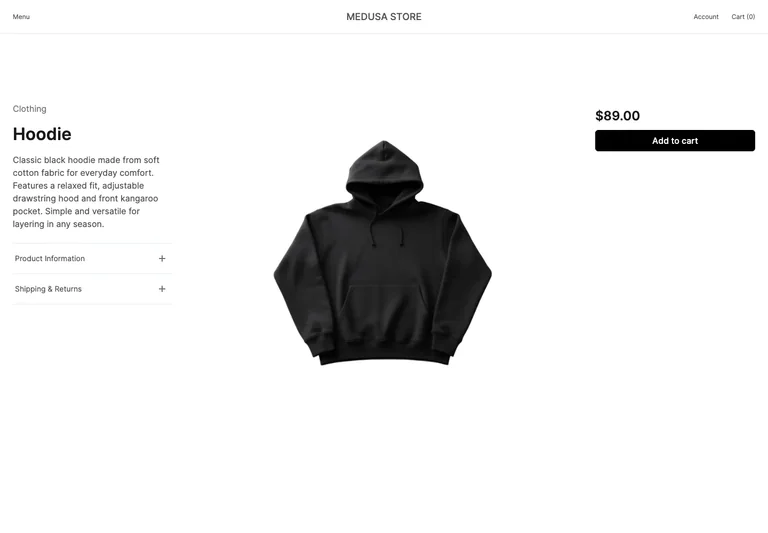 Medusa — Product details preview