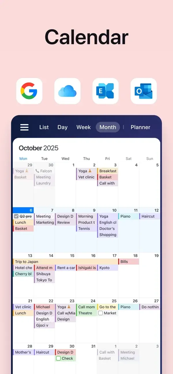 Calendars preview