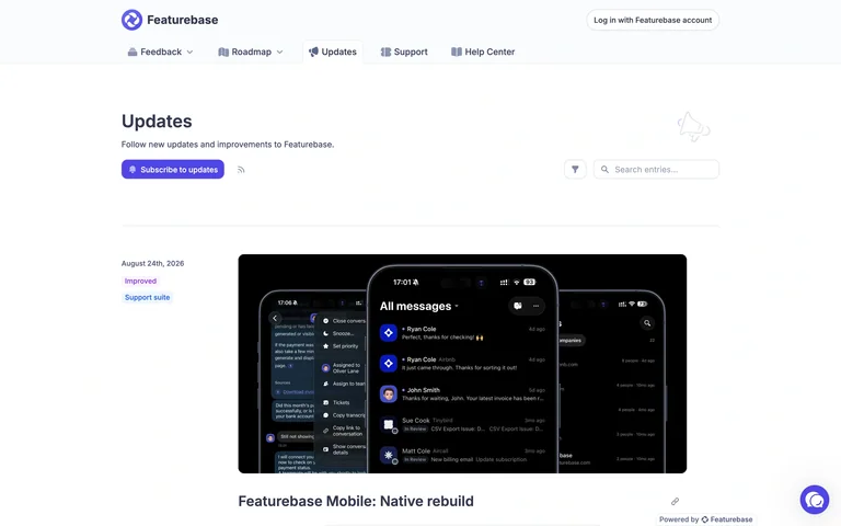 Featurebase — Changelog preview