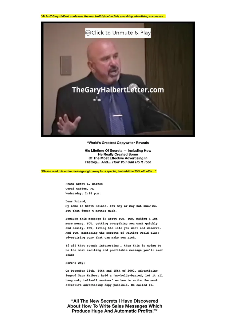 Gary Halbert — Last Seminar preview