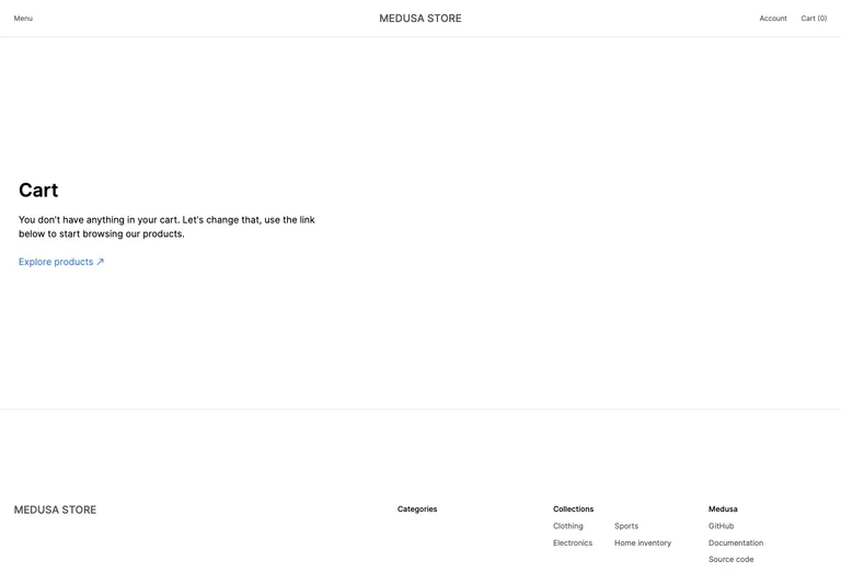 Medusa — Empty cart preview