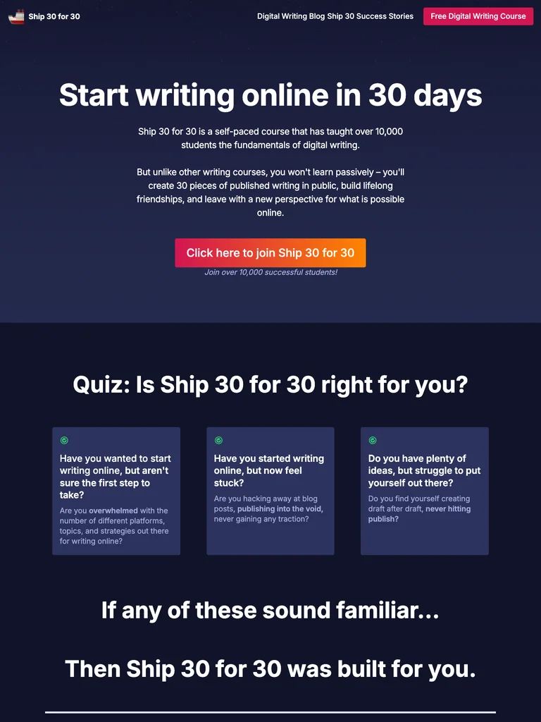 Ship 30 for 30 — Writing Course preview