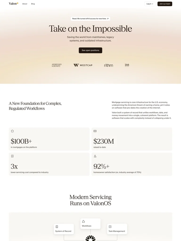 Valon — Warm Serif Fintech preview