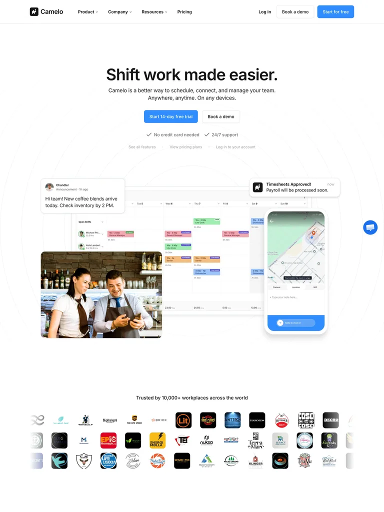 Camelo — Clean Blue Workforce SaaS preview