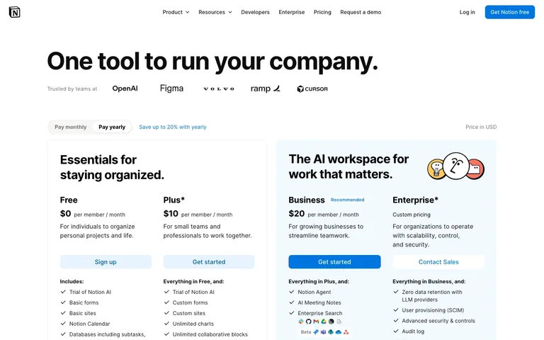 Notion — Pricing preview