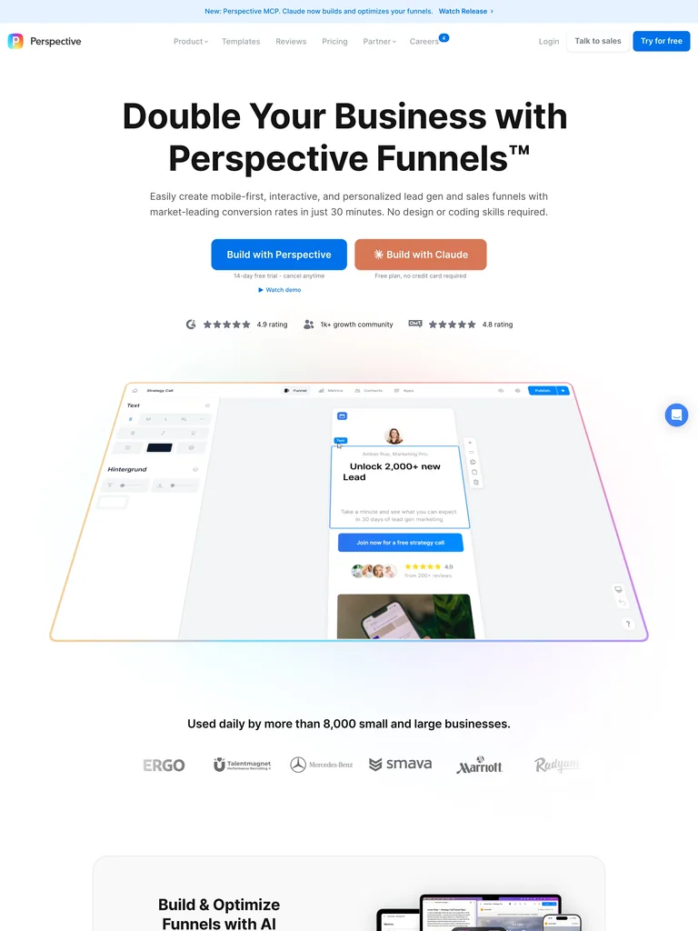 Perspective — Mobile Swipe Funnel preview