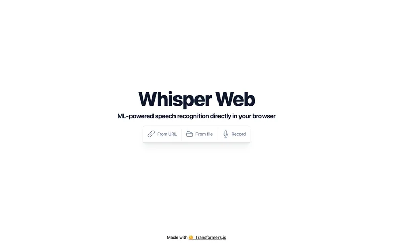 Whisper Web — Audio input demo preview