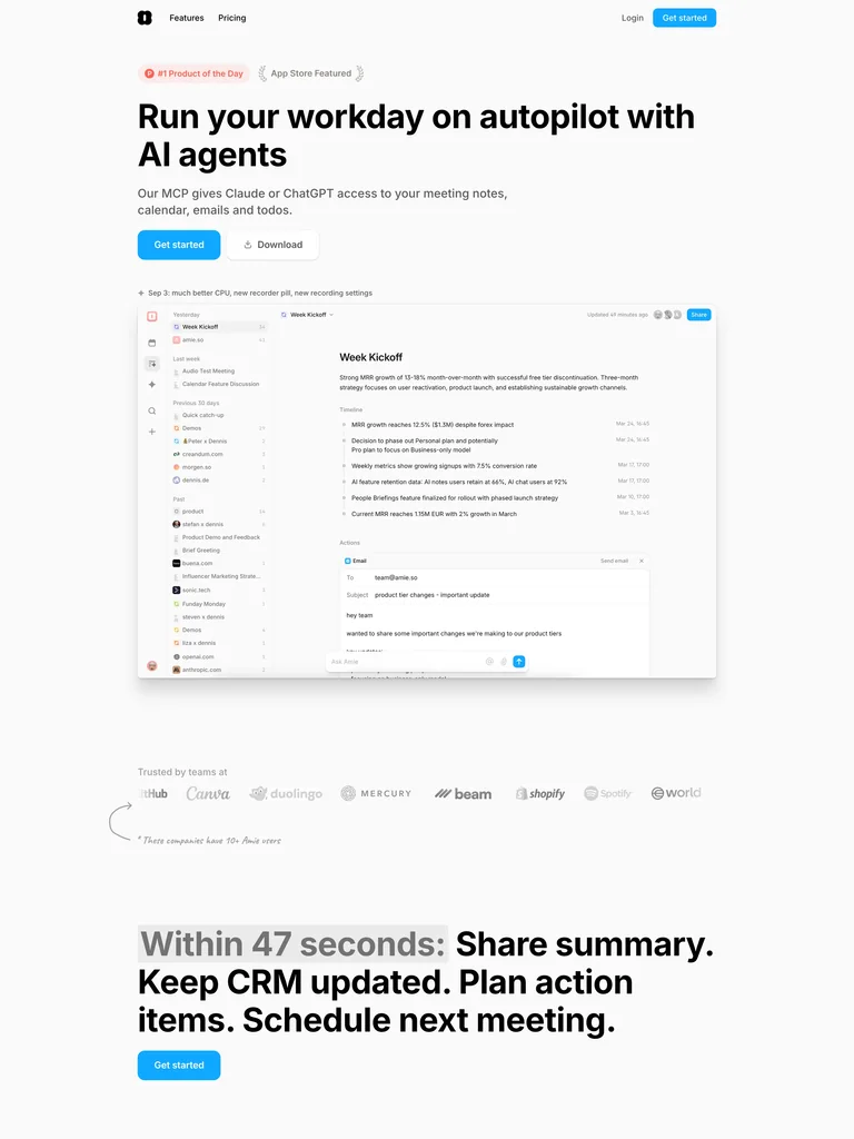 Amie — Cyan-Pop Product-UI preview