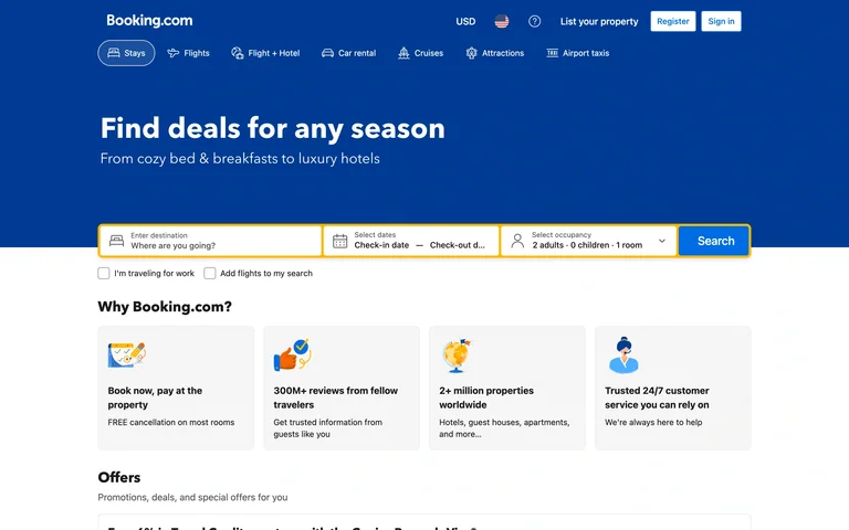 Booking.com — Stay search preview