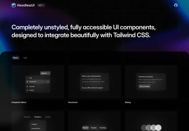 Headless UI preview