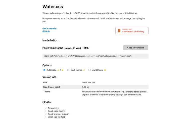 Water CSS preview