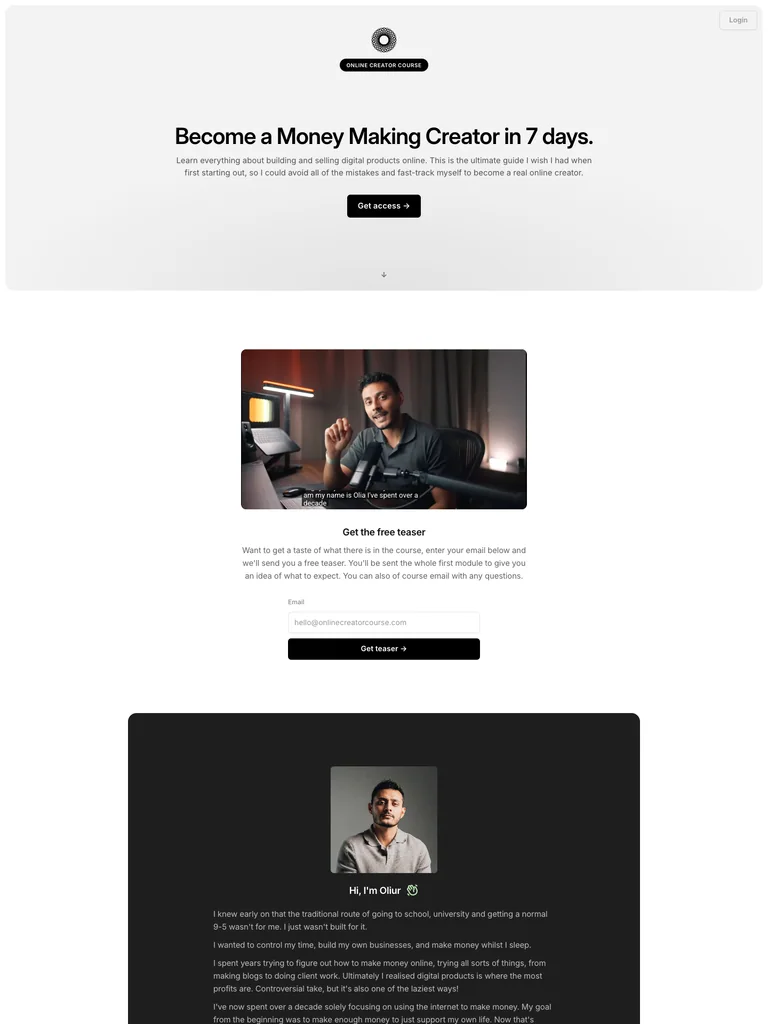 Oliur — Online Creator Course preview