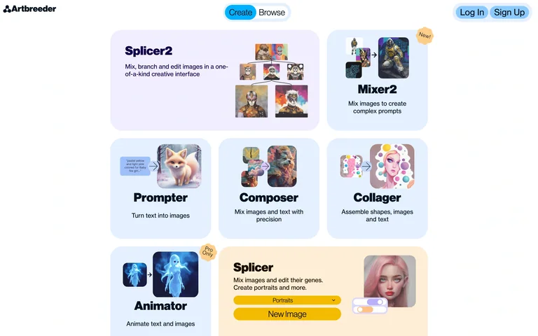 Artbreeder — Creation tools preview