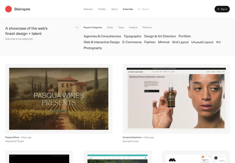 Siteinspire preview