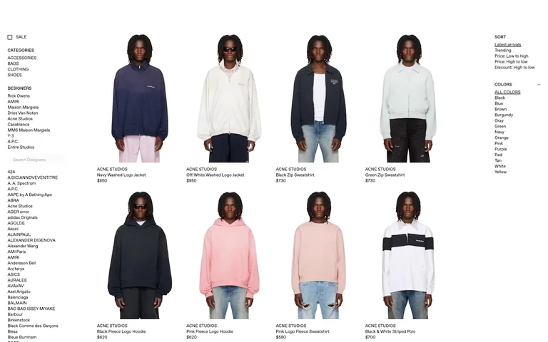 SSENSE — Product listing preview