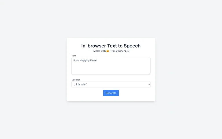 Transformers.js — Speech demo preview