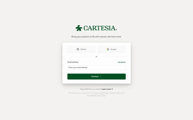 Cartesia — Playground sign-in preview