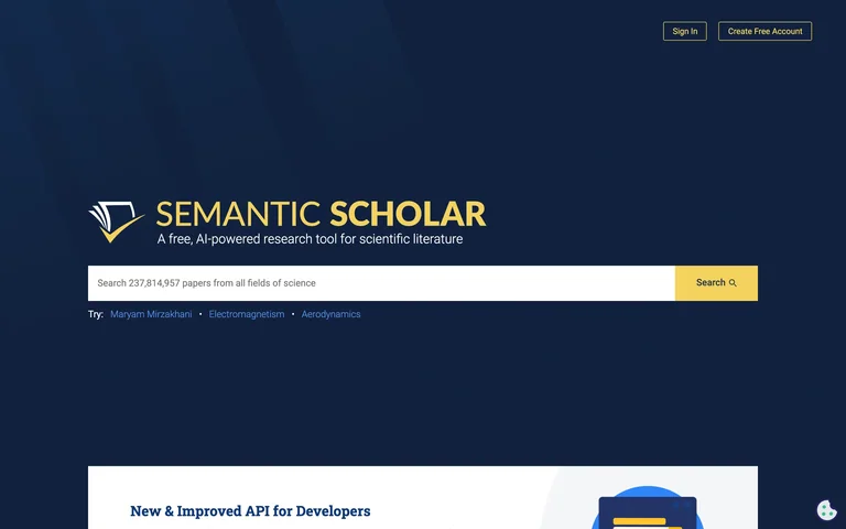 Semantic Scholar — Paper search preview