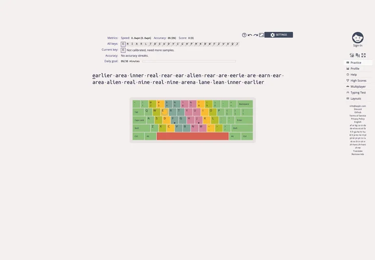 Keybr — Typing practice preview