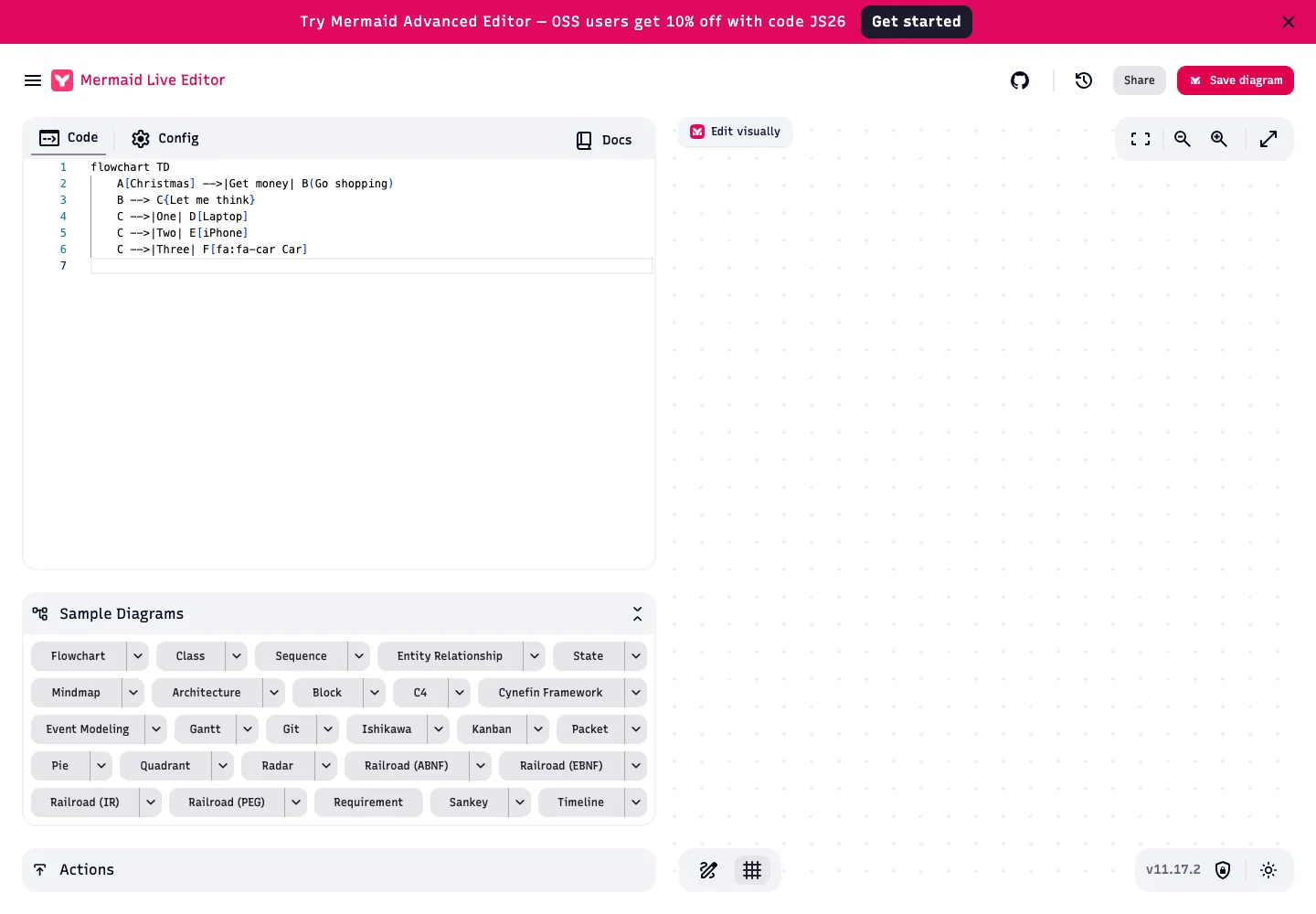 Mermaid — Live editor — captured interface