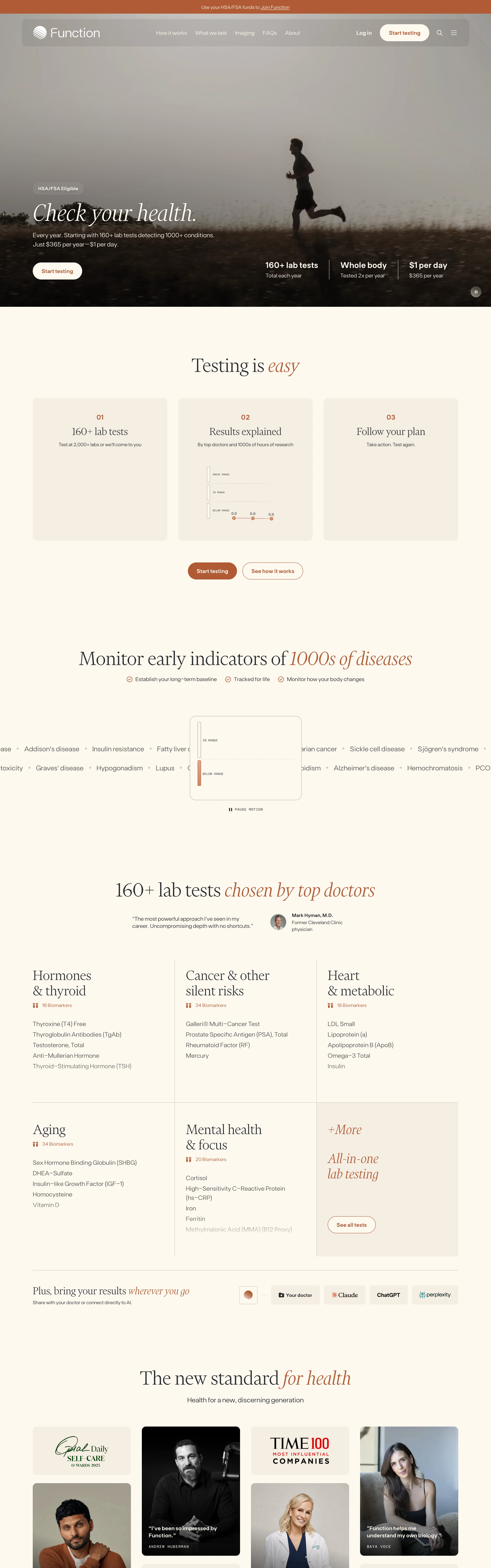 Function Health — Editorial Membership — captured interface