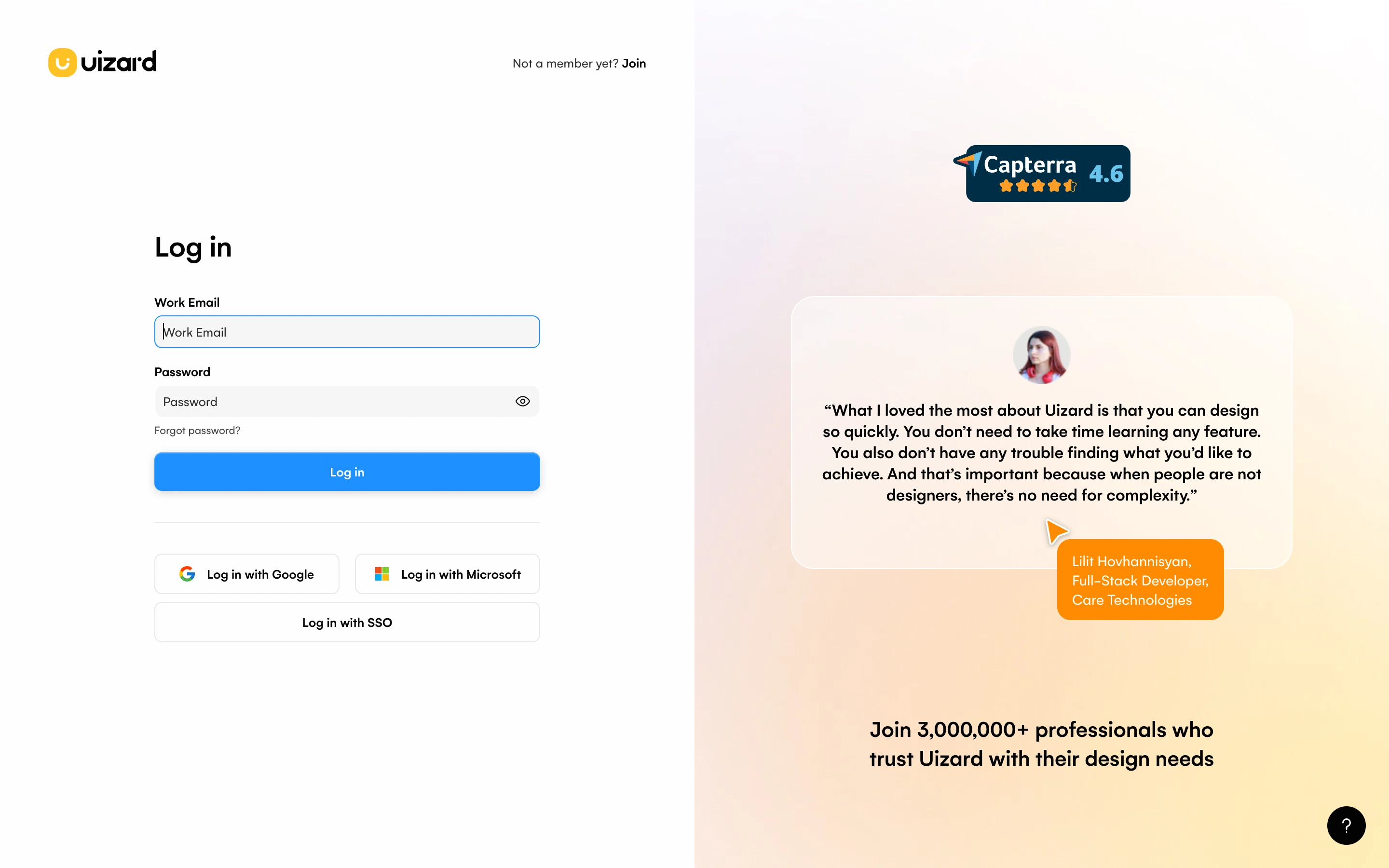 Uizard — Sign-in screen — captured interface