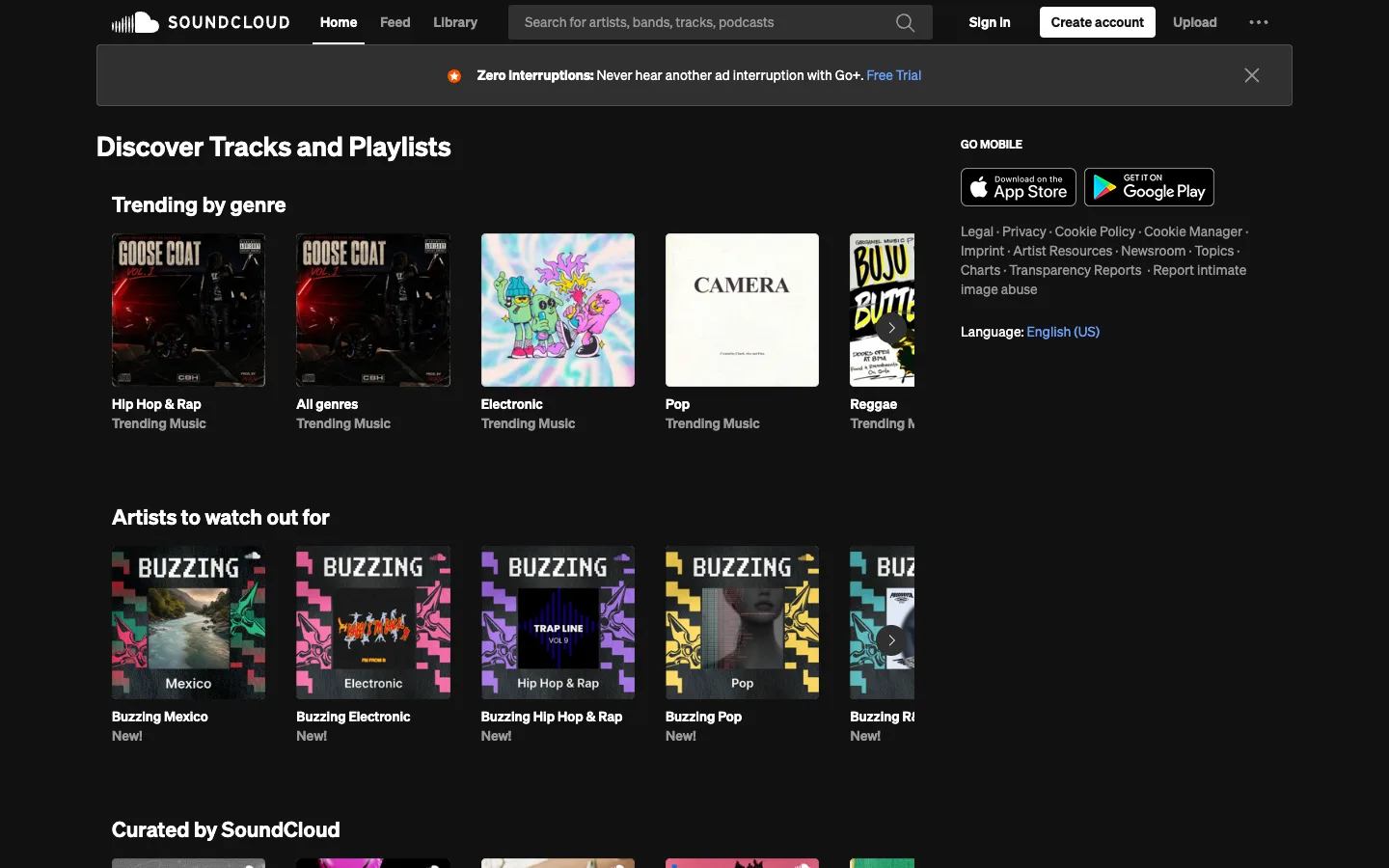 SoundCloud — Discover — captured interface