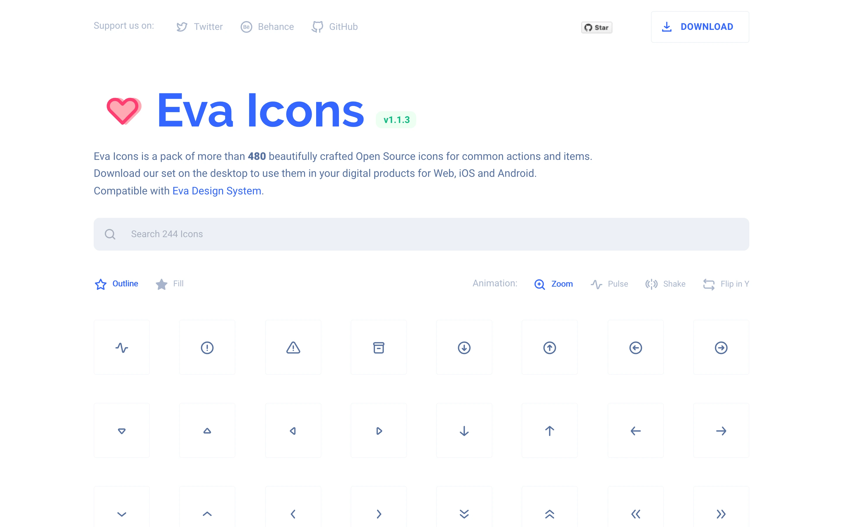 Eva Icons — captured interface