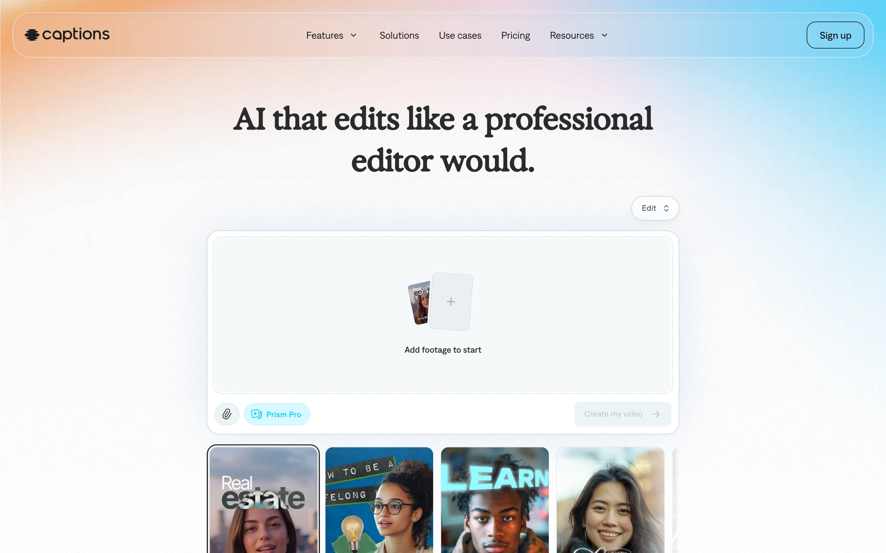 Captions — captured interface