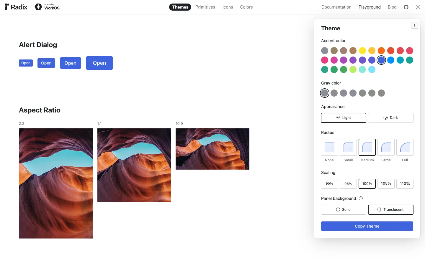 Radix Themes — Playground — captured interface