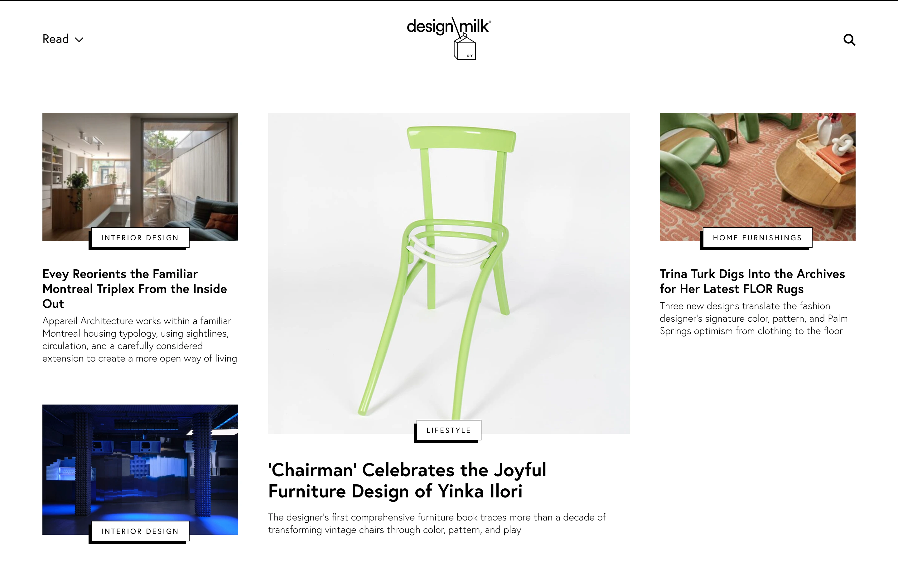 Design Milk — captured interface