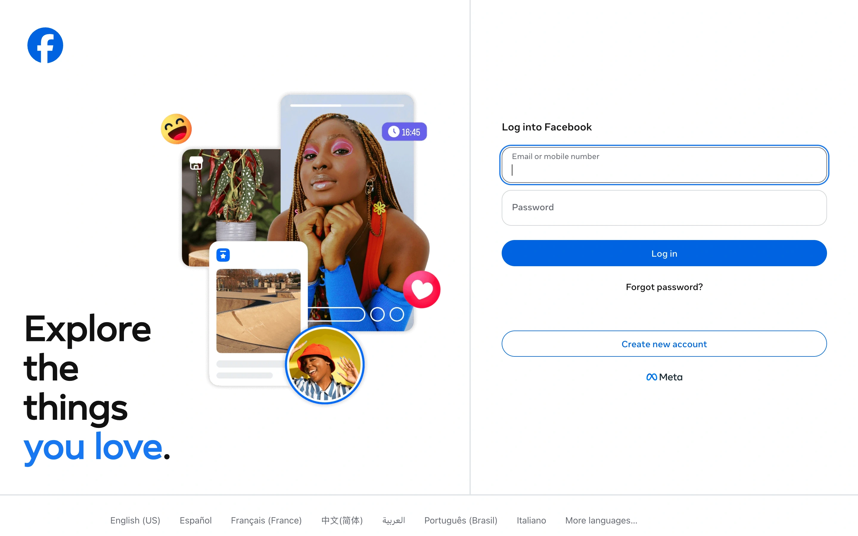 Facebook — Sign in — captured interface