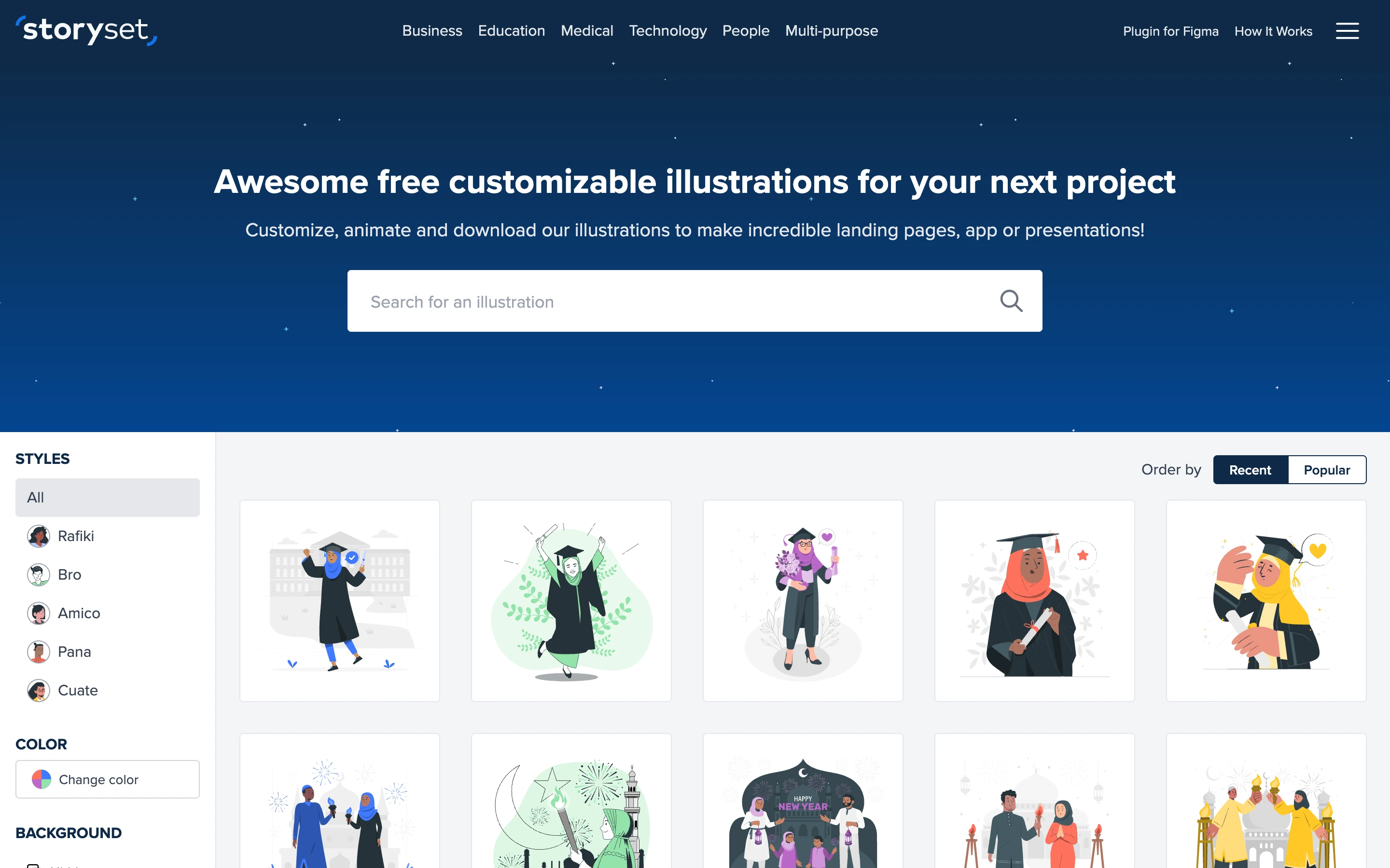 Storyset — captured interface