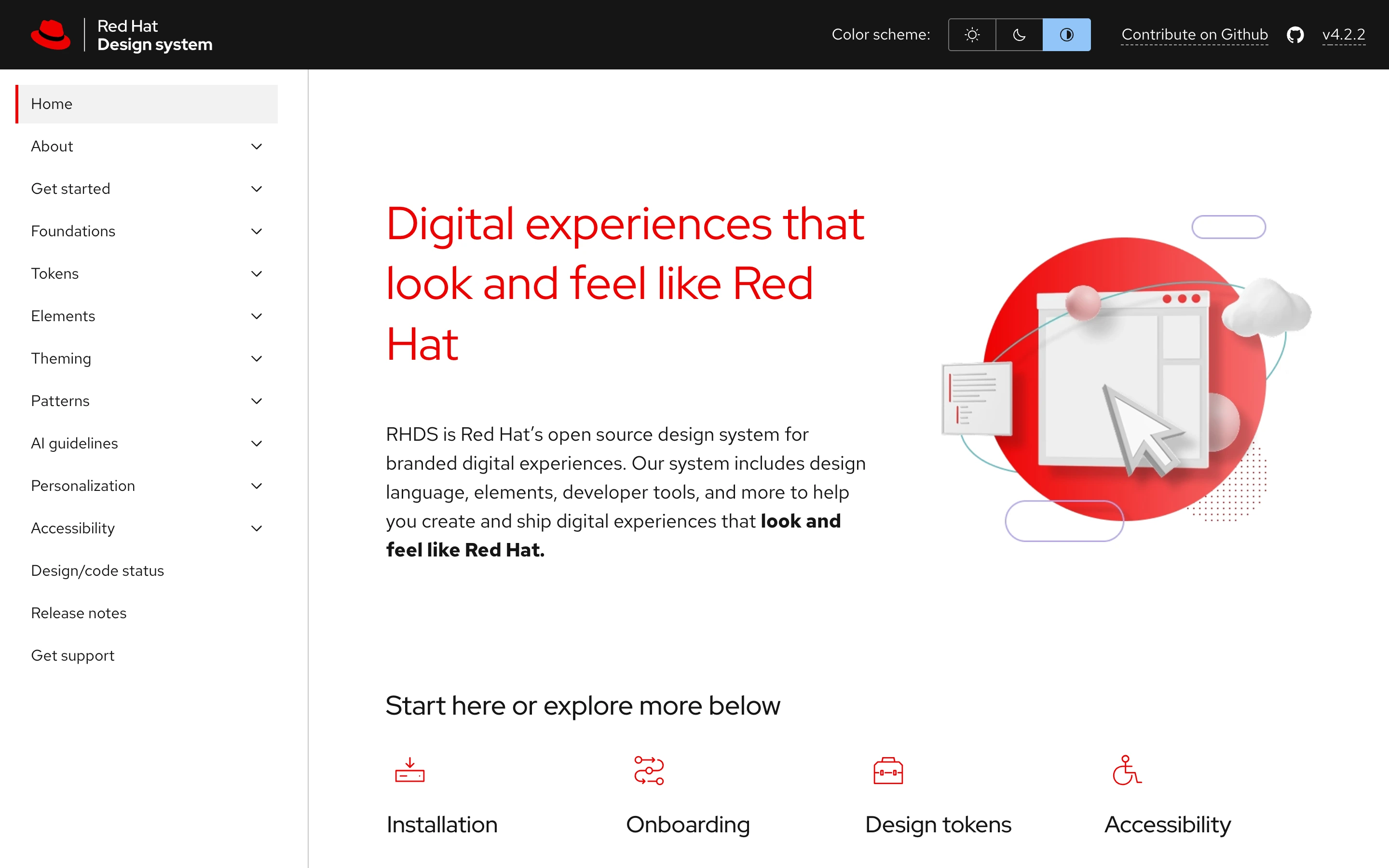 Red Hat Design — captured interface