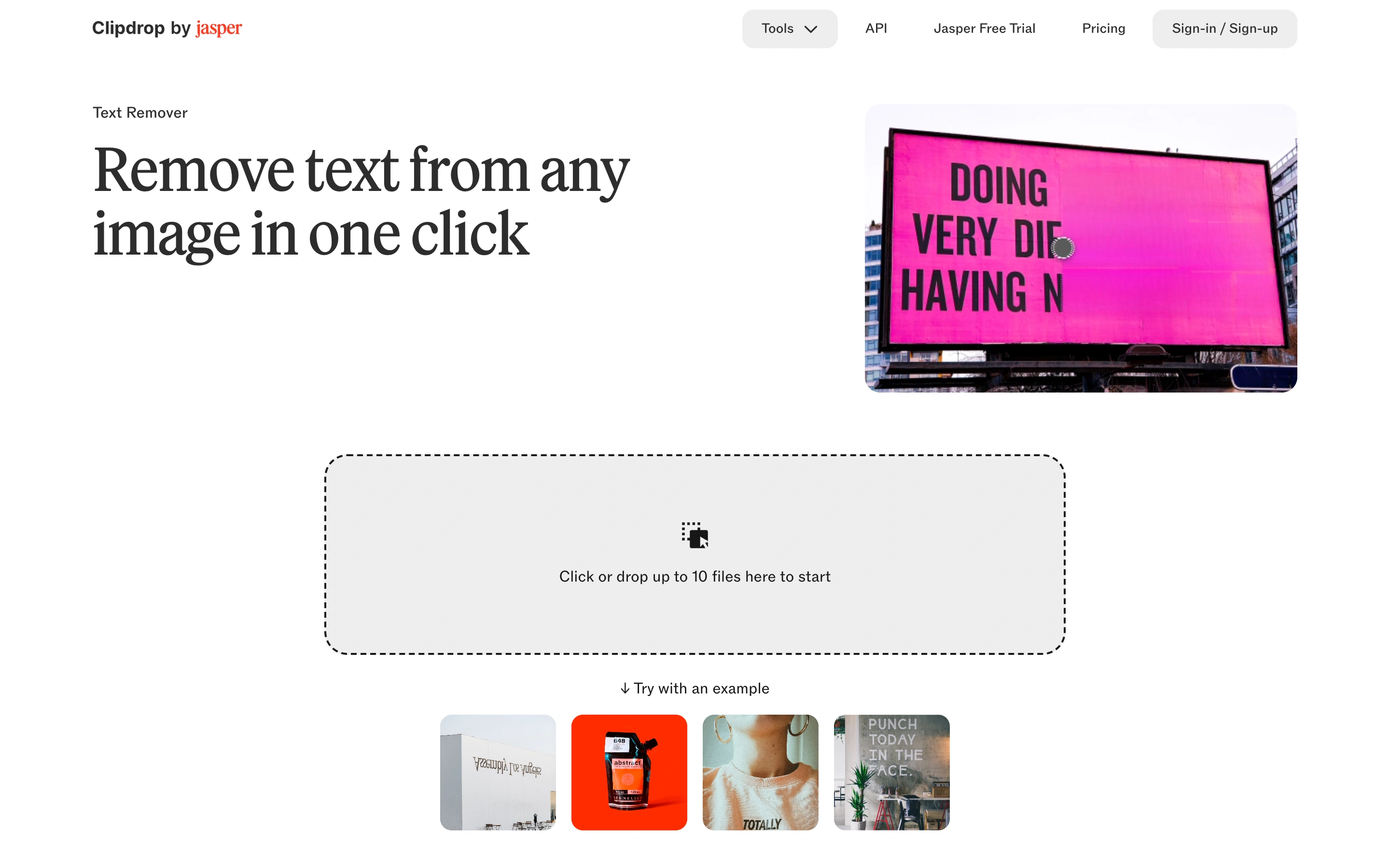 Clipdrop — Text remover — captured interface