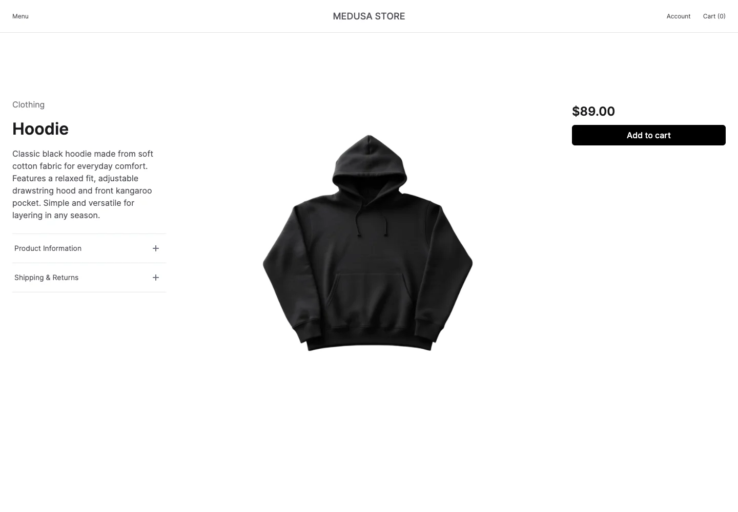 Medusa — Product details — captured interface