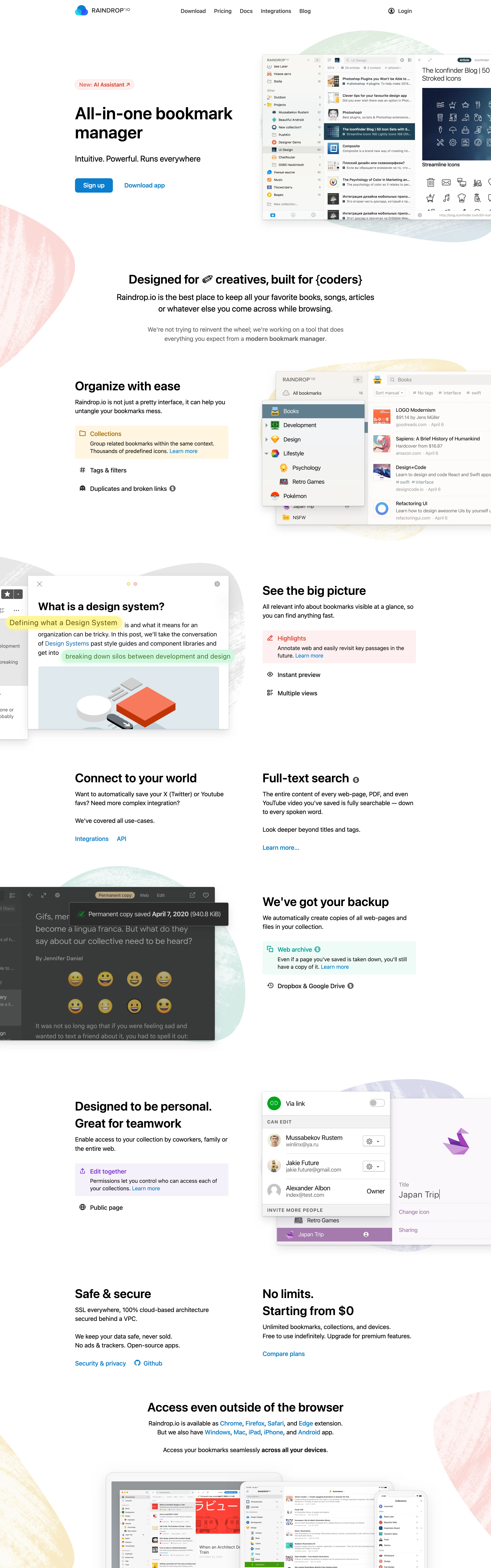 Raindrop.io — captured interface