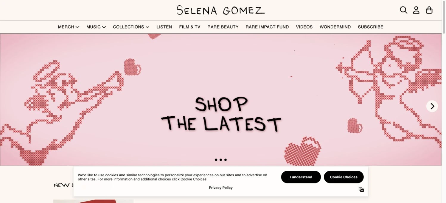 Selena Gomez — Official store — captured interface