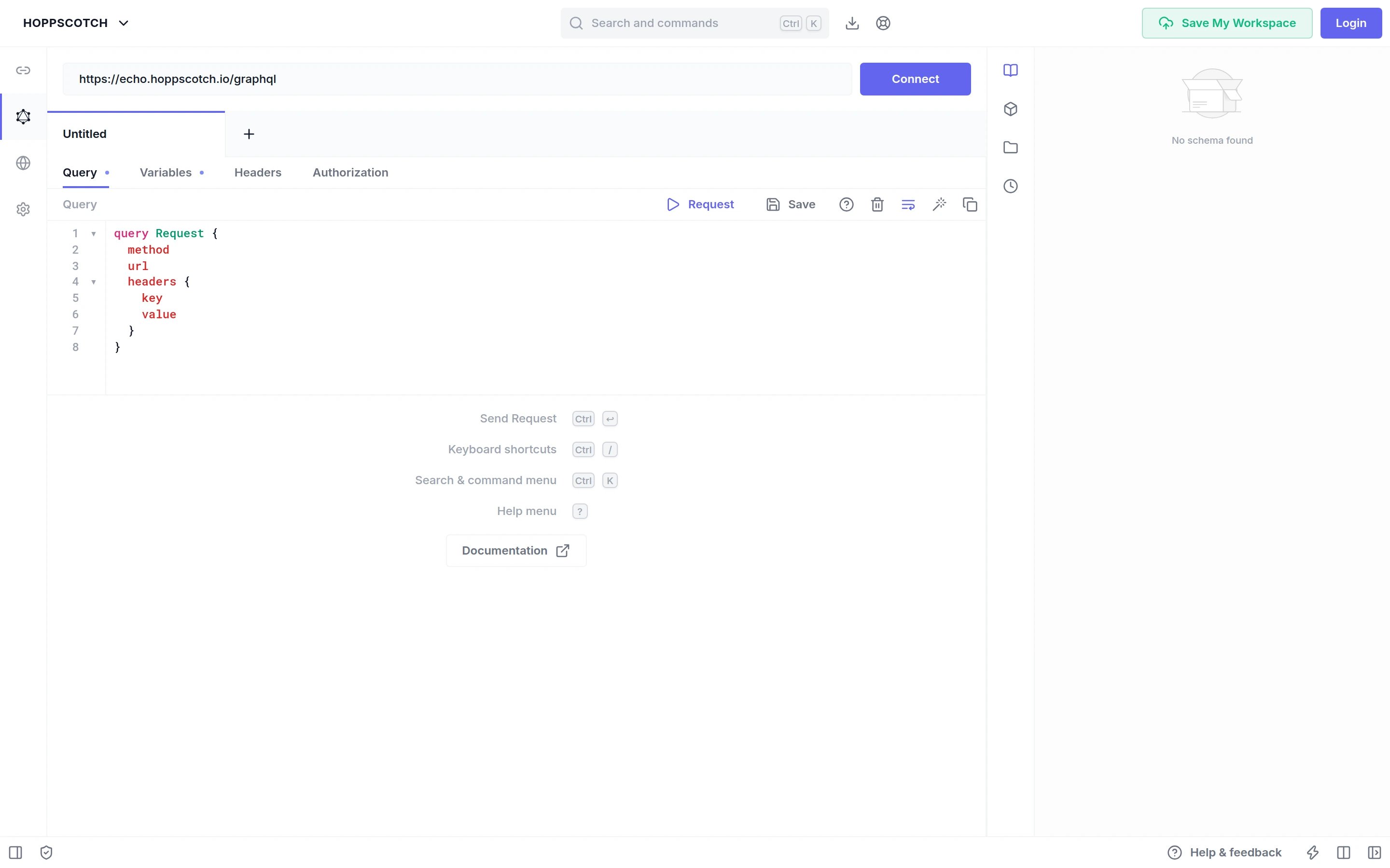 Hoppscotch — GraphQL client — captured interface