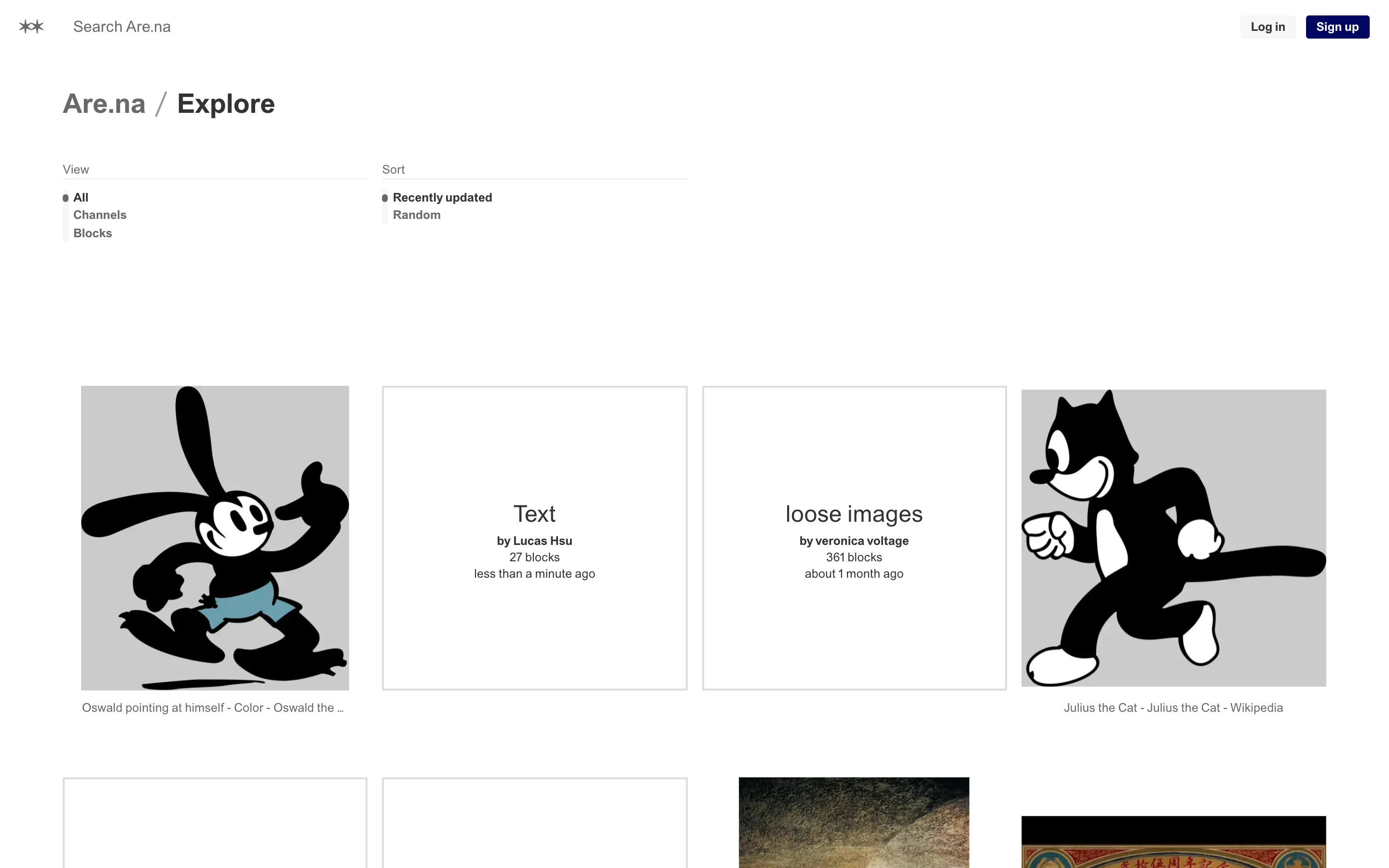 Are.na — Explore channels and blocks — captured interface