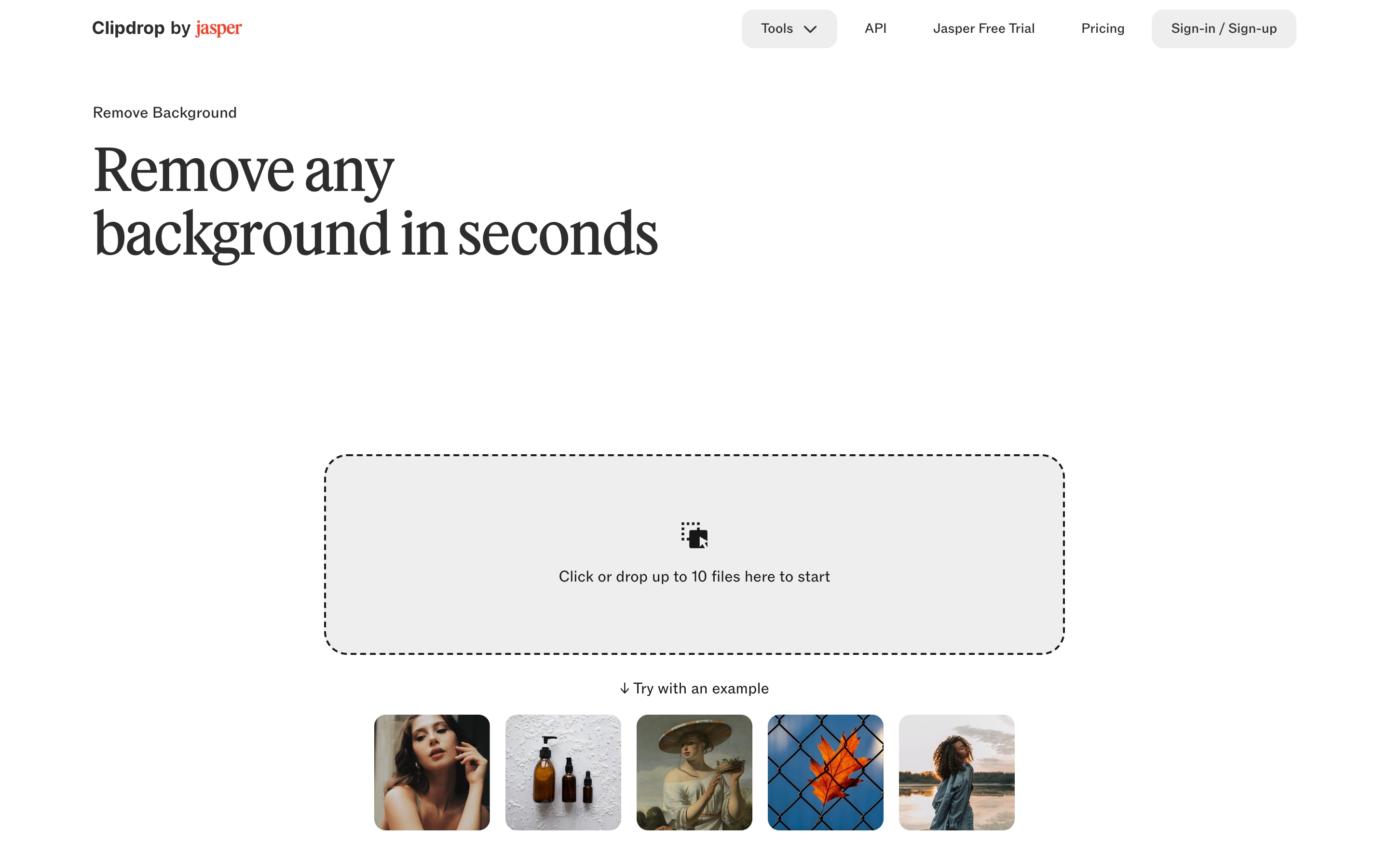 Clipdrop — Remove background — captured interface