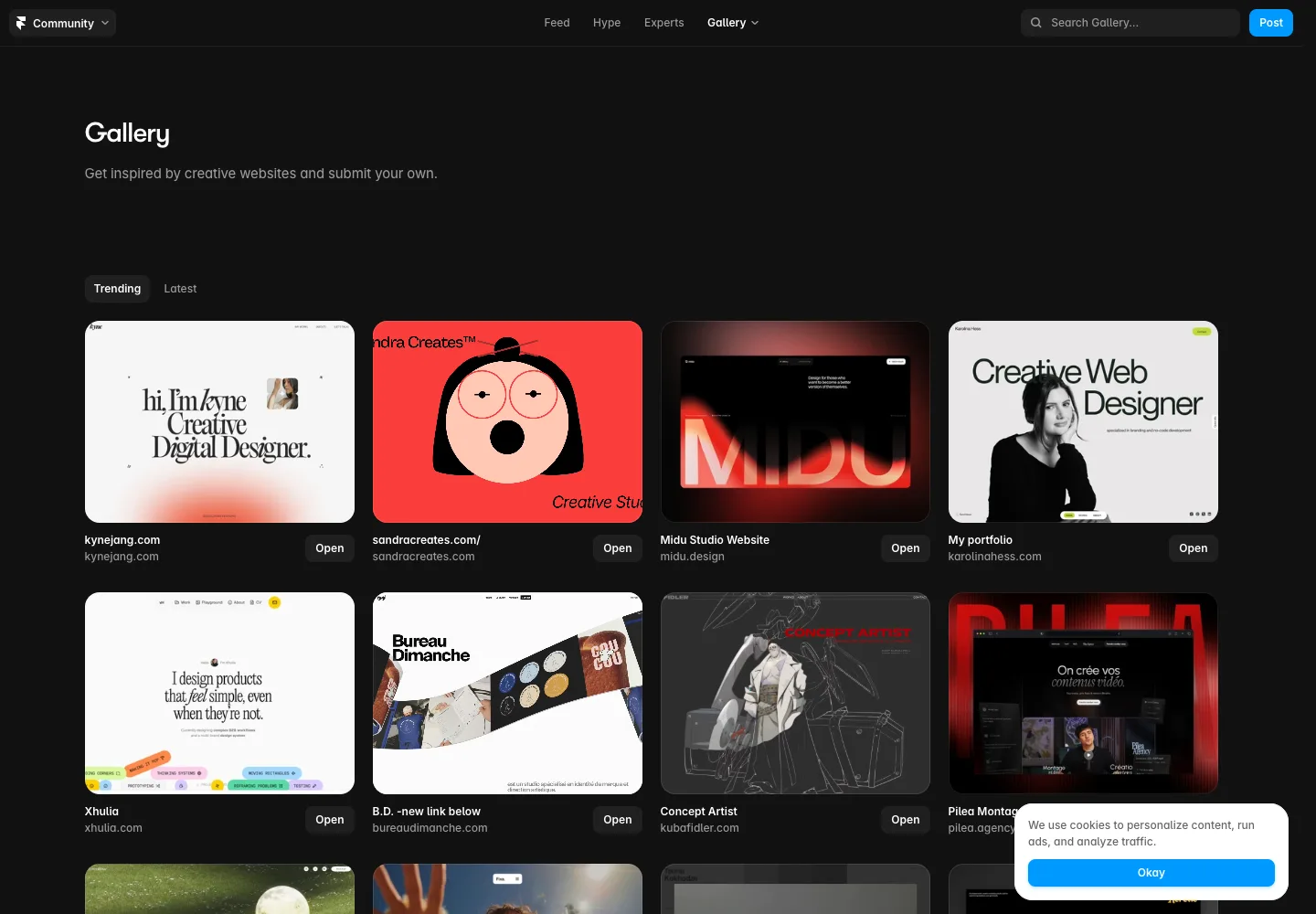 Framer Gallery — captured interface